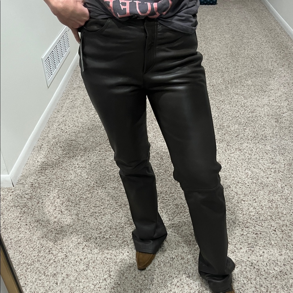 DKNY Chocolate Brown Leather Pants